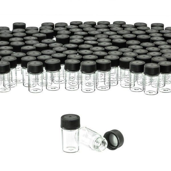 144Pc Display- 3ML Leak Proof Glass Vials (1"Dia/ Outer Diameter: 9/16")