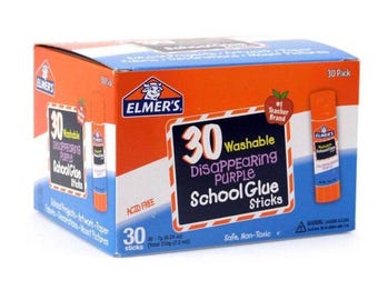 Elmer’s washable and disappearing glue sticks, purple, (30 ct.)