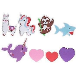 Valentine animals & hearts foam stickers
