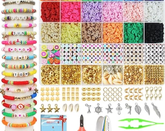 Redtwo 5100 clay beads bracelet making kit, flat preppy beads for friendship jewelry making