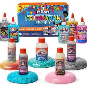 Elmer's Celebration Slime Kit: Glow, Metallic, Crunchy, Confetti - 10 Piece image 1