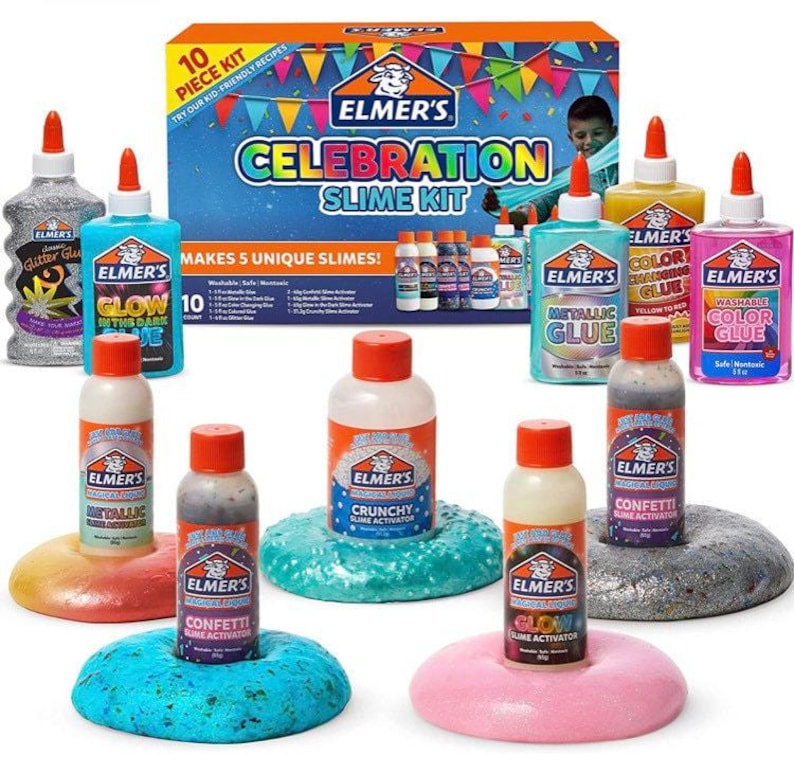 Elmer's Celebration Slime Kit: Glow, Metallic, Crunchy, Confetti - 10 Piece image 1