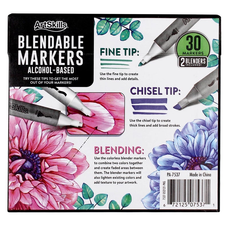 Artskills Dualtip Blendable Alcohol Marker Set 30count Etsy Canada