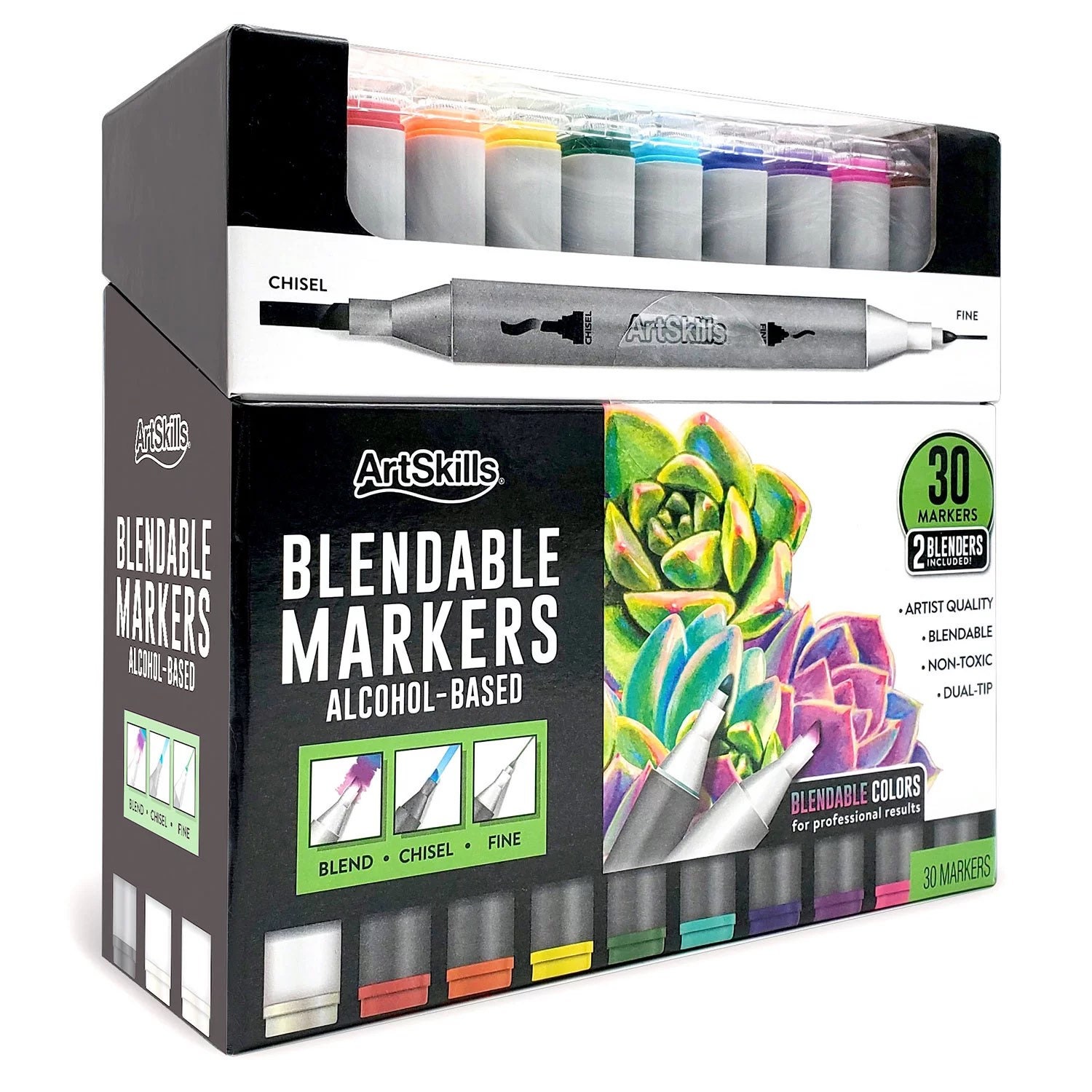 Skin Tone Alcohol Marker Set - 25 Dual-Tipped Brushes for Art, Drawing, and  Coloring - Fast-Drying, Blendable Ink Marks on Paper, Plastic, Metal, and