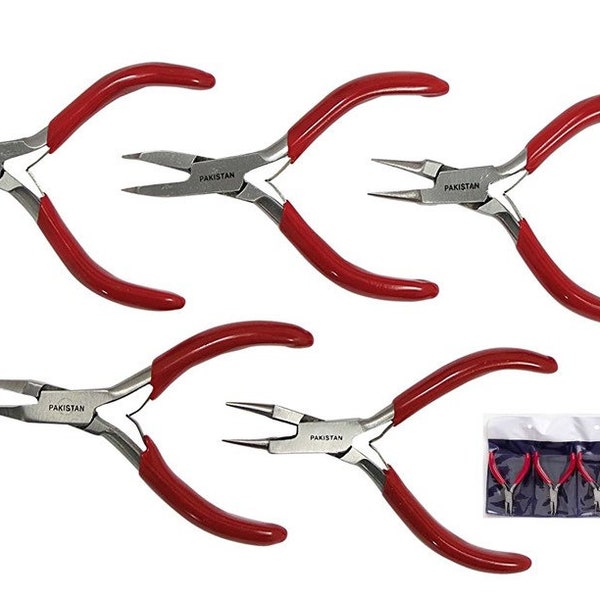 3”/5Pc Professional Mini Jewelry Plier Set (Long Nose/Round Nose/Flat Nose/Split Ring/Half Round)