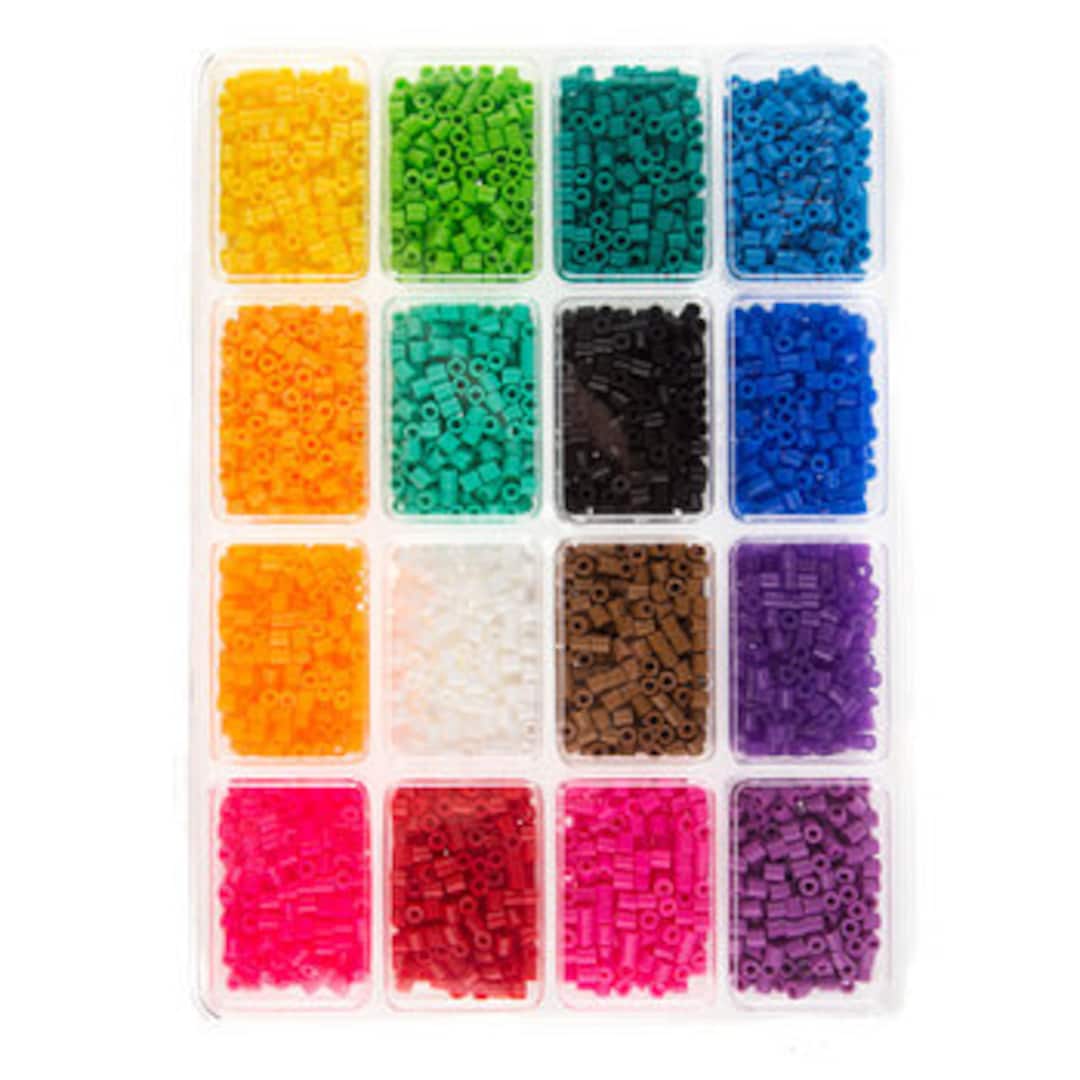 Perler Plastic Fused Tray 4000 beads in 16 colors with Idea Book - Tray of  Beads