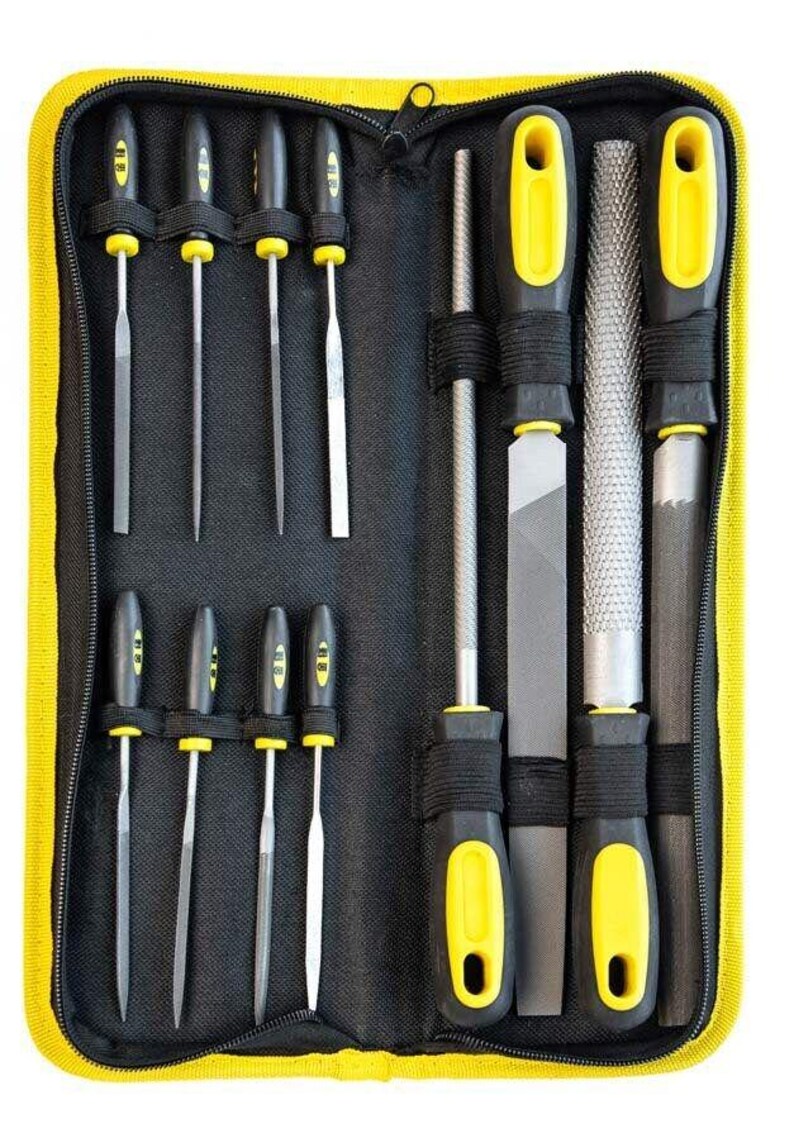 12pc Assorted File Set With Comfortable Handles in Zipper Case,(working ...