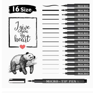 Vanstek 16 pack hand lettering pens, calligraphy pens markers, black ink for writing and drawing
