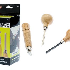 3pc Jewelry Stone Setting Tool Set: Prong Pusher, Bezel Roller