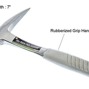 thumbnail image 2 of SE 20-Ounce Rock Pick Hammer | 11-Inch Forged Steel, Rubberized Handle With Tip Cover 2 of 9
