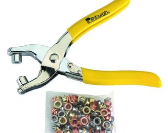 Grommet pliers with 100 grommets