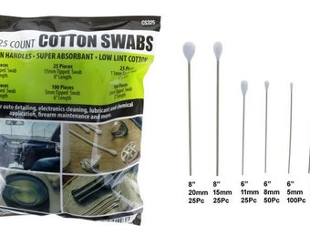 325Pcs in Bag - 6” & 8” Assorted Cotton Swabs W/Wood Handle