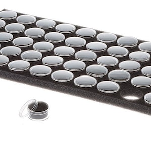 50Pc 1-1/8&quot; x 1/2&quot; Black Gem and Bead Holder in a Black Foam