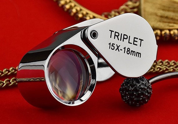 15x18mm Round Chrome Body Triplet Jewelers Loupe 