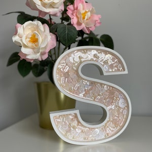 Lettre à remplir | Perles | lettre décorative | décoration de chambre d'enfant | cadeaux uniques | rose pâle | cadeau personnalisé | chambre d'enfants | boutons | nouveau-né