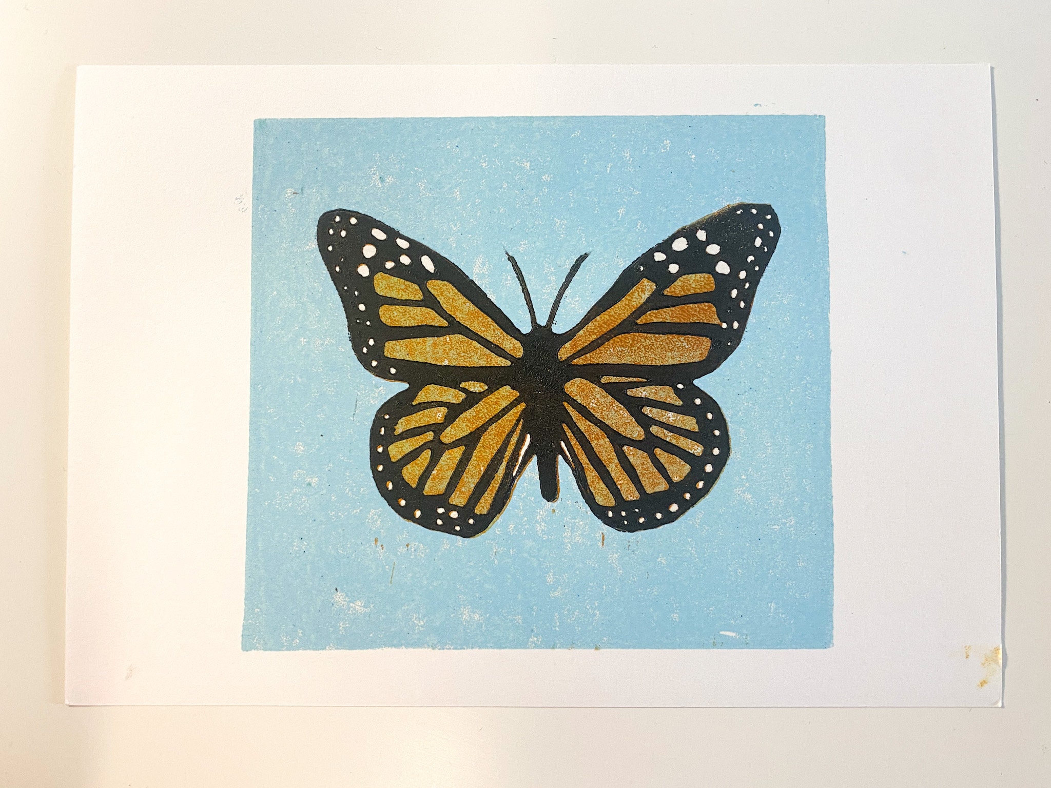 Monarch butterfly linocut print Etsy