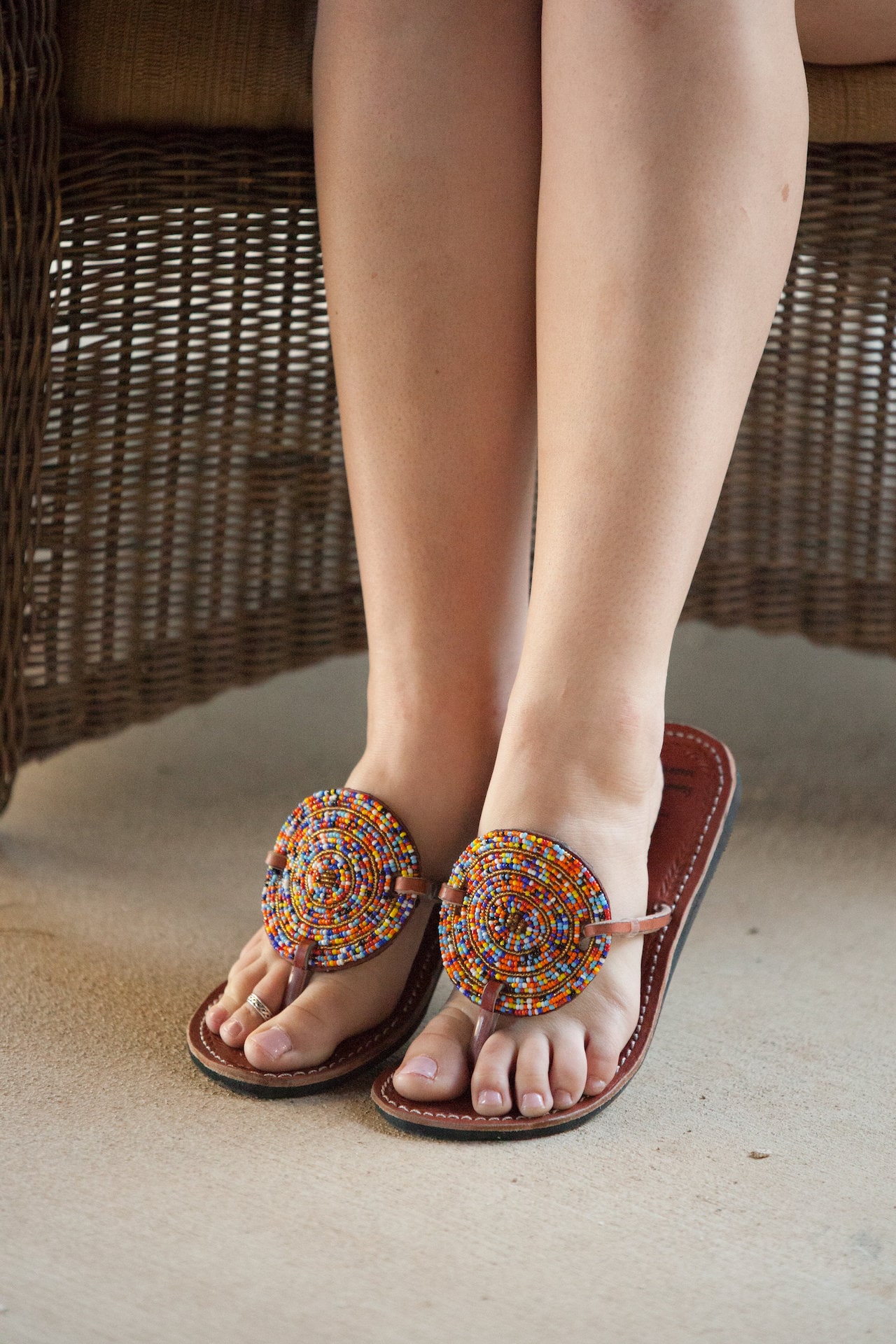 Amazon.com: Women's Flip Flops, Hippie Boho Colorful Beaded Sandals, Size  5-12 US, Vegan Handmade Shoes by Tribes : עבודת יד