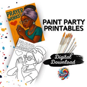 Radiant Faith Paint Party Printable, Black History Paint Night, DIY Canvas Painting, Digital Download, Afrocentric Art, Paint and Sip Kit
