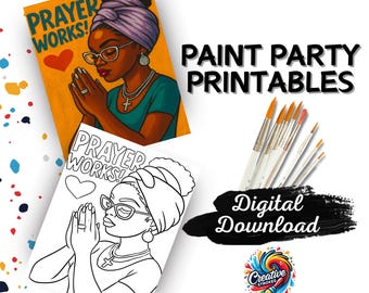 Kit para imprimir para festa de pintura afrocentrada "Fé Radiante" (Download digital)
