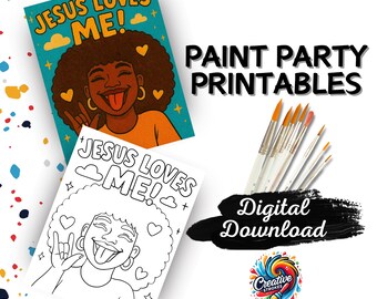 Kit para imprimir para festa de pintura "Fé Radiante", Arte Afrocentrada (Download Digital)