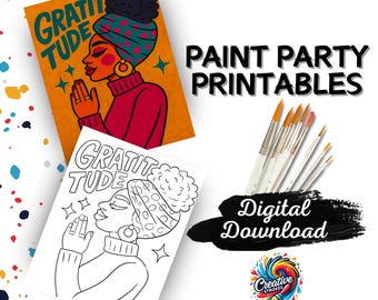 Materiais para imprimir para festa de pintura afrocentrada, arte da fé radiante (download digital)