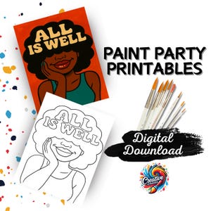 Radiant Faith Paint Party Printable, Black History Paint Night, DIY Canvas Painting, Digital Download, Afrocentric Art, Paint and Sip Kit