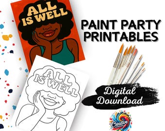Kit para imprimir para festa de pintura "Fé Radiante", Arte Afrocentrada (Download Digital)