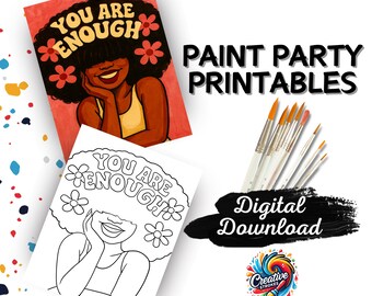Kit para imprimir para festa de pintura "Fé Radiante", Arte Afrocentrada (Download Digital)