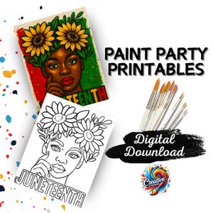 Juneteenth Paint Party afdrukbaar, Black History Paint Night, DIY canvas schilderij, digitale download, afrocentrische kunst, Juneteenth Celebration