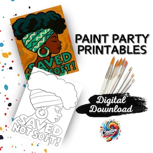 Radiant Faith Paint Party Printable, Black History Paint Night, DIY Canvas Painting, Digital Download, Afrocentric Art, Paint and Sip Kit