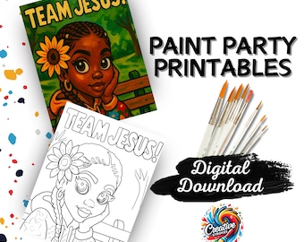 Kit para imprimir para festa de pintura afrocentrada, Arte da Fé Radiante (Download Digital)