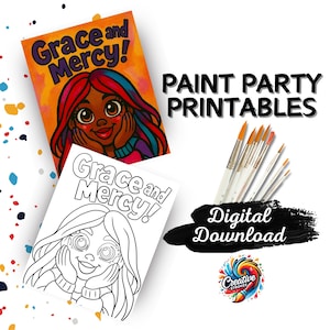 Radiant Faith Paint Party Printable, Black History Paint Night, DIY Canvas Painting, Digital Download, Afrocentric Art, Paint and Sip Kit