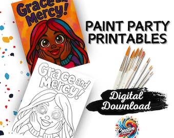 Kit para imprimir para festa de pintura "Fé Radiante", Arte Afrocentrada (Download Digital)
