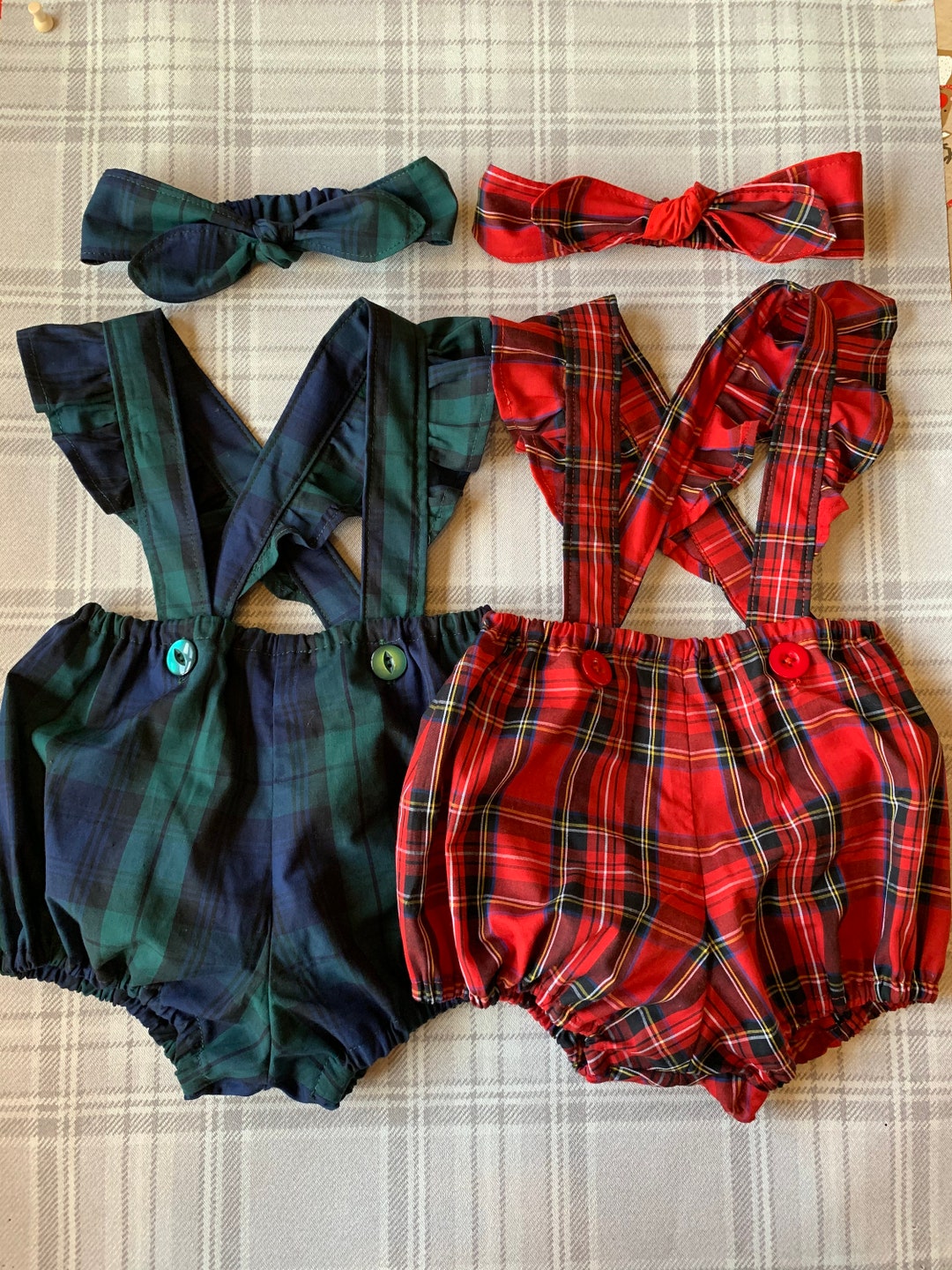 Tartan Bloomers With Frilled Braces and Matching Bow Hair Etsy