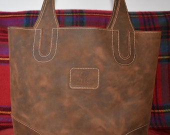 brown leather tote // brown leather bag // leather purse // vegetable tanned leather tote // conscious