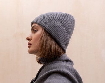 Merino & Kaschmir Beanie grau