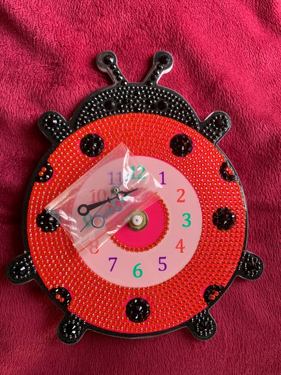 Ladybug Clock children Clock Ladybird Rhinestone Decorated Etsy