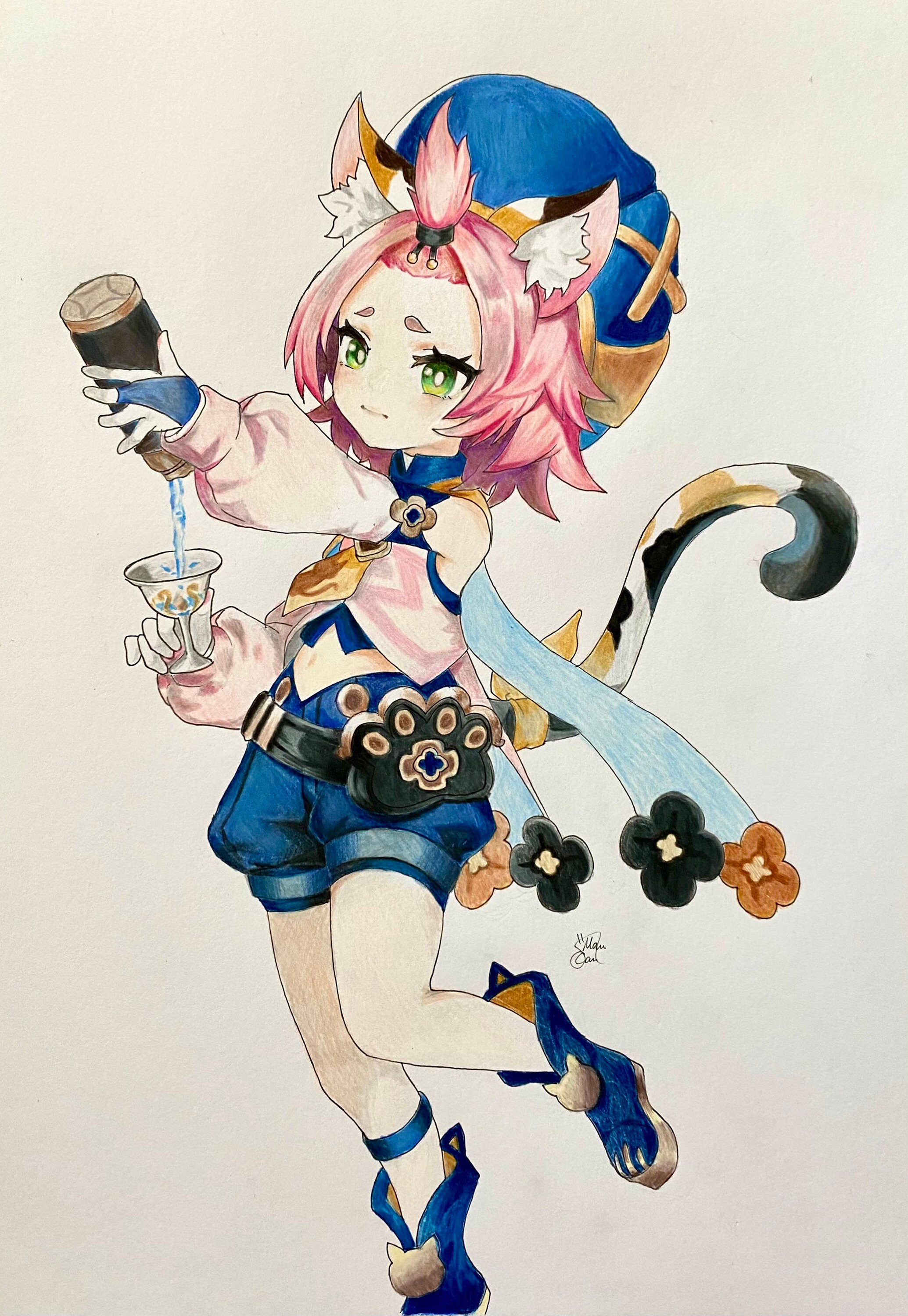 Genshin Impact Diona Colored Pencil Drawing Etsy Hong Kong