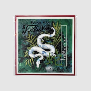 2025 Anno del serpente GZHELKA Stampa giclée Stampa artistica di alta qualità 15 x 15 cm Portafortuna Cartolina di Capodanno cinese con busta rossa