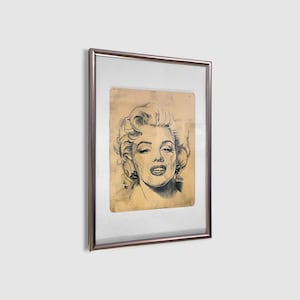Marilyn Monroe / Original Tattoo on Fake Skin with Frame 21 x 29 cm Portrait Actress Model