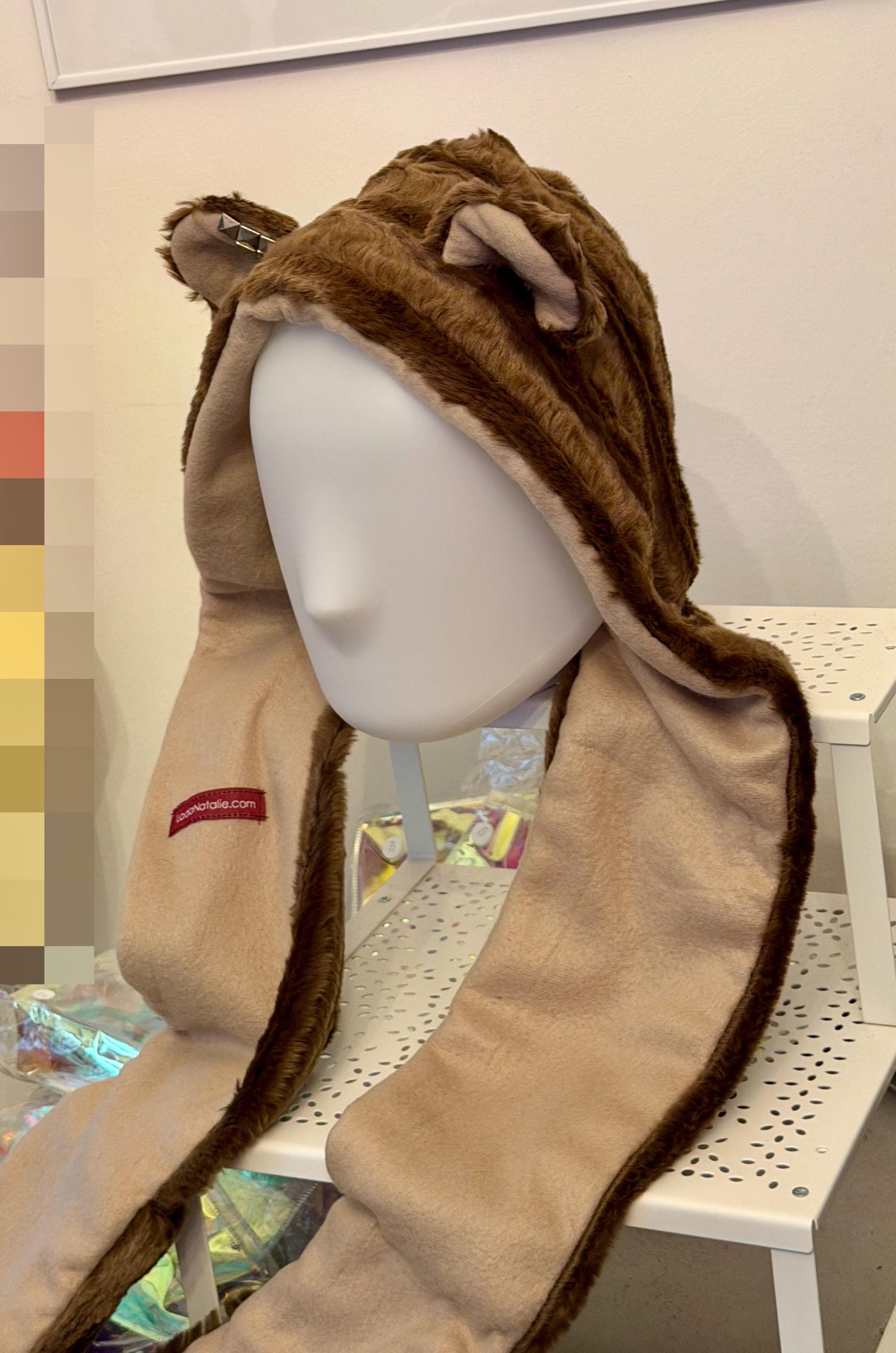 Hand-sewn Bear Hat, Unique Piece! Perfect as a Gift! Scarf and 