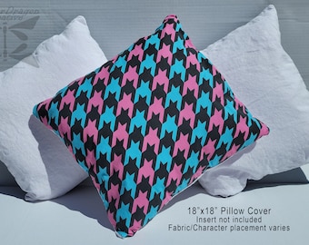 Trans Pride Houndstooth | Poszewka na poduszkę 18"x18" | Poszewka na zamek błyskawiczny z podszewką z lnu