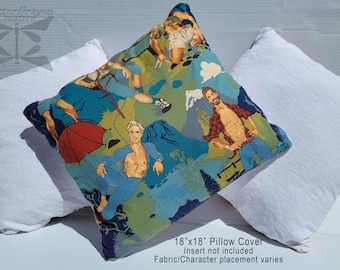 Pinup Outdoorsy Men | Poszewka na poduszkę 18"x18" | Poszewka z lnem i zamkiem błyskawicznym