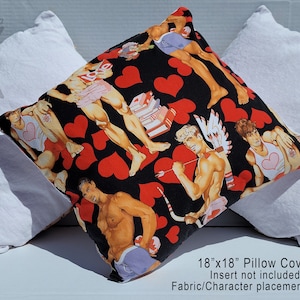Valentine Pinup Men | Throw Pillow Cover 18&quot;x18&quot; | Linen backed zippered cover