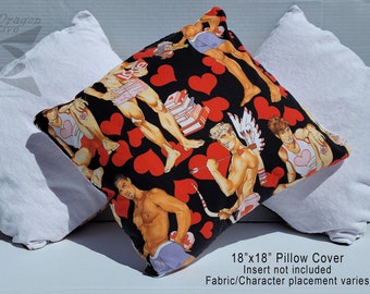 Valentine Pinup Men | Poszewka na poduszkę 18"x18" | Poszewka na zamek błyskawiczny z podszewką z lnu
