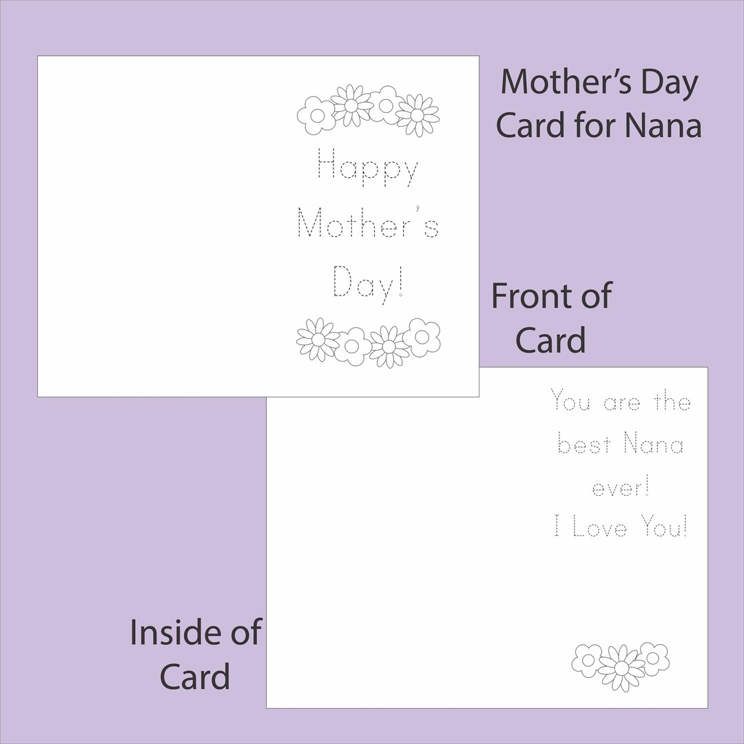 Printable Happy Mother's Day Card for Nana - for Children to Decorate ...