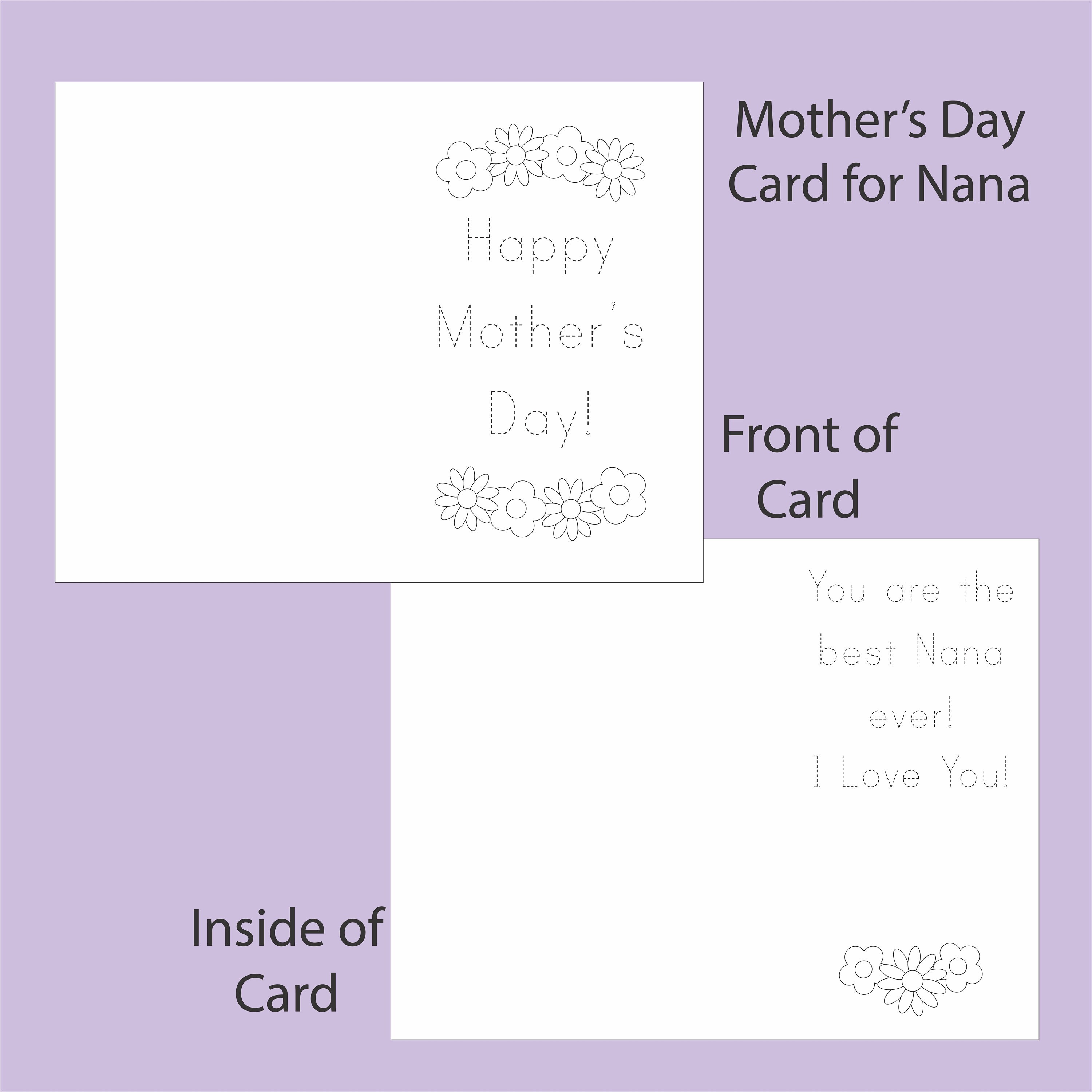 Printable Happy Mother's Day Card for Nana - for Children to Decorate ...