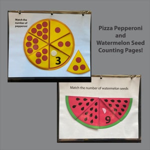 Pepperoni Pizza and Watermelon Seed Counting One to Ten - Learning Binder Page