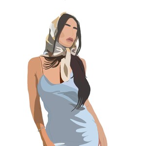 Retrato personalizado minimalista. Arte digital. Arte imprimible. Arte vectorial. Ilustración sin rostro. Retrato. Regalo sencillo. sticker. Arte facial.