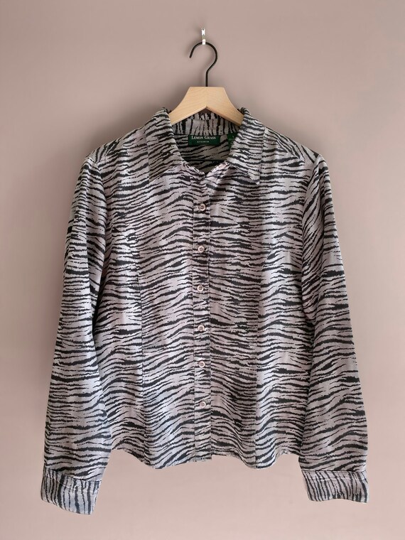 Faux Suede Fine-Line Zebra Print Top